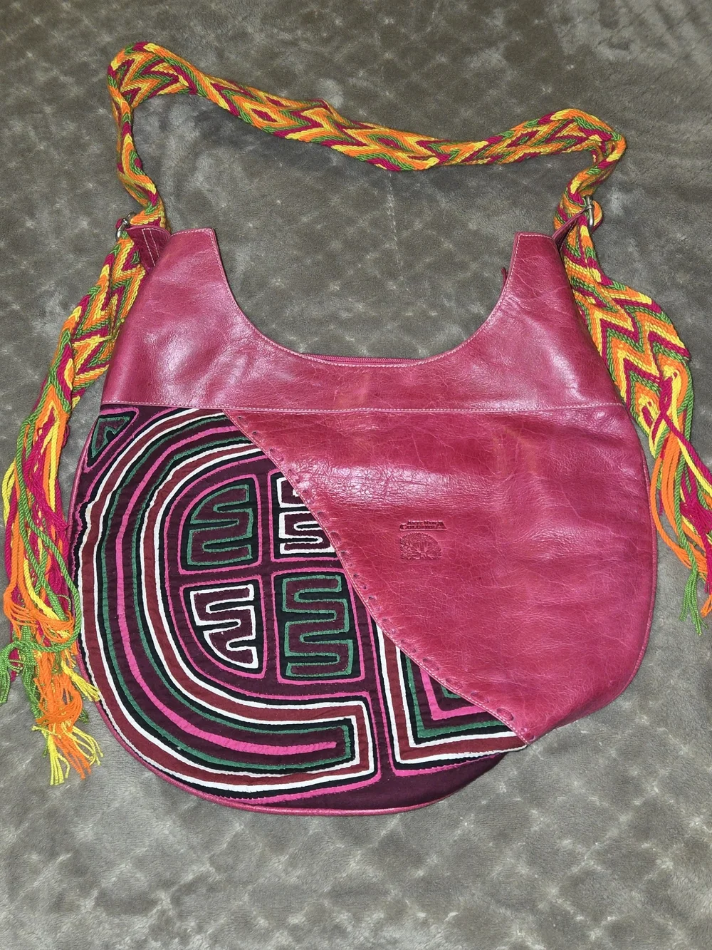Hot Pink Leather Hobo Shoulder Bag